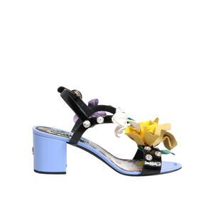 Dolce & Gabbana Multicolor Floral Appliqué Crystal Sandal Women's Shoes